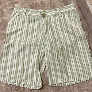 Mission Supply Co. Bermuda shorts. Light green and white striped. Size 7.  Great